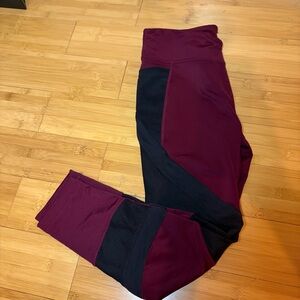 Lukka.lux Soft burgundy and Black Leggings Athletic Bottoms